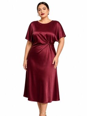 Saiph Dress Burgundy Red Midi Long Formal Gown Size 1X NWT